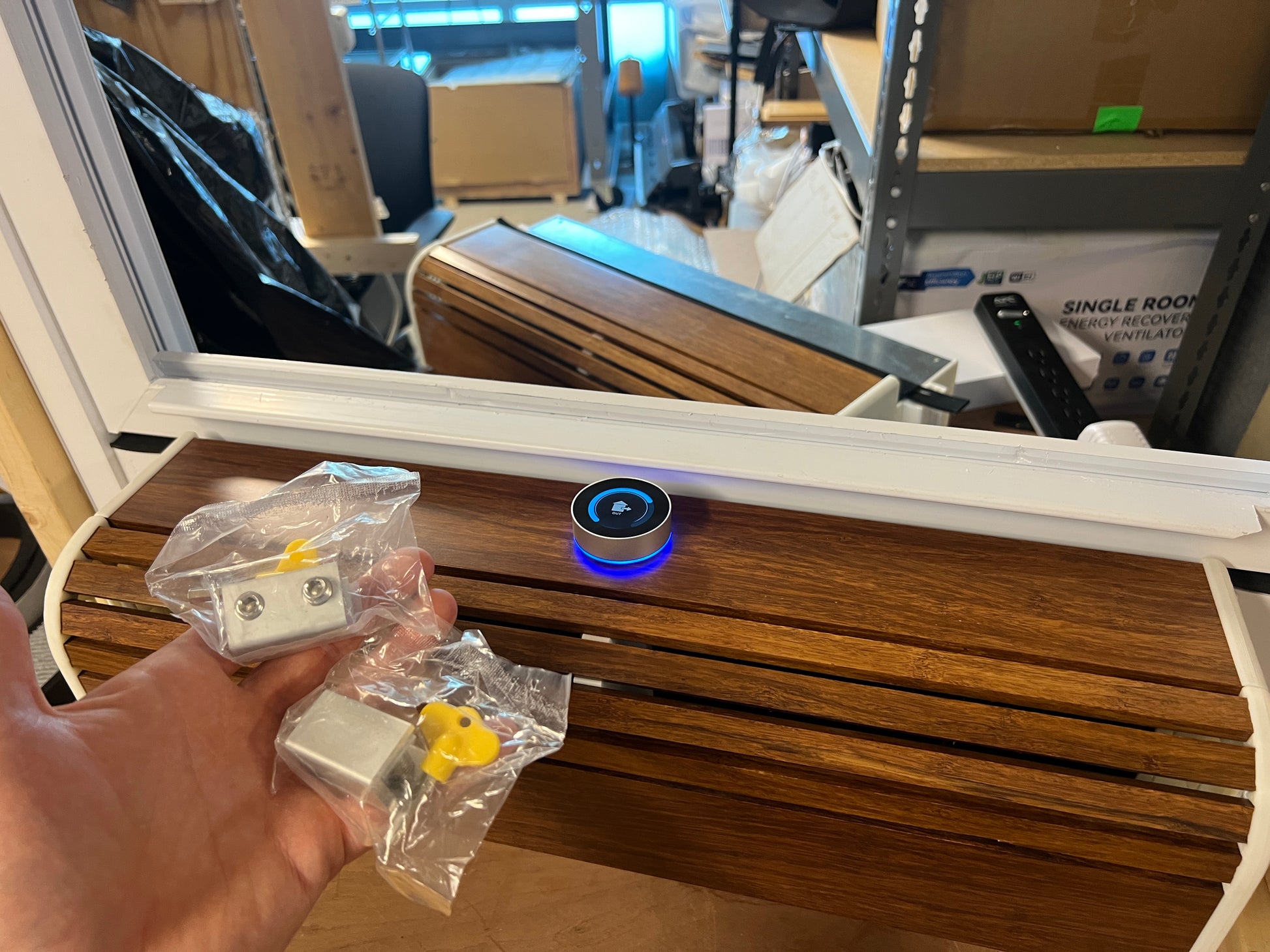 SWERV Window locks in front of Swerv window ERV unit
